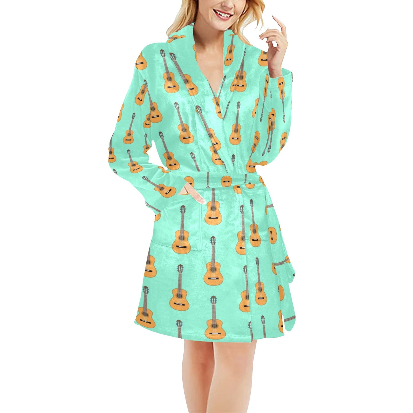 Acoustic Guitar Print Design LKS403 Women's Fleece Robe
