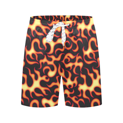 Flame Fire Themed Print Men's Swim Trunks Beach Shorts