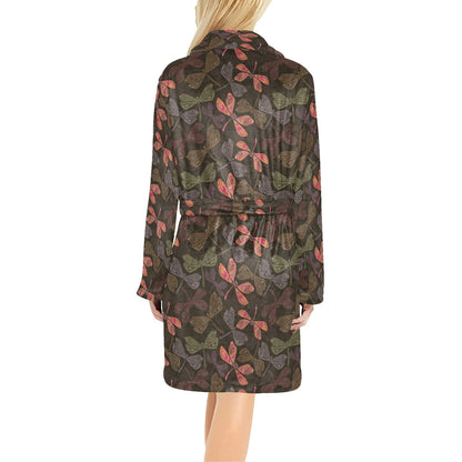 Dragonfly Pattern Print Design 02 Women's Fleece Robe
