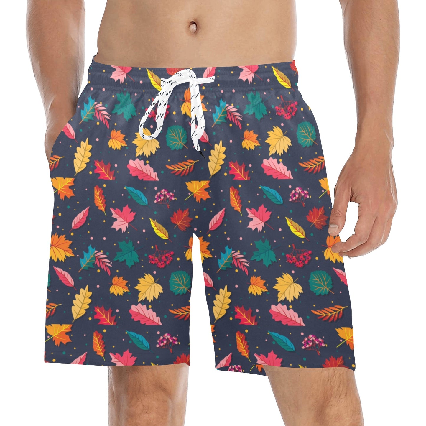 Elm Leave Colorful Print Pattern Men's Swim Trunks Beach Shorts