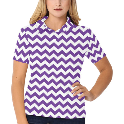 Chevron Purple Pattern Print Design 03 Women's Polo Shirt