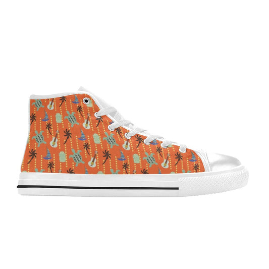 Ukulele Print Design LKS402 Men's High Top Canvas Shoes