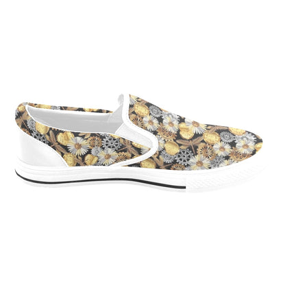 Steampunk Dragonfly Print Design LKS302 White Slip Ons Canvas Women's Shoes