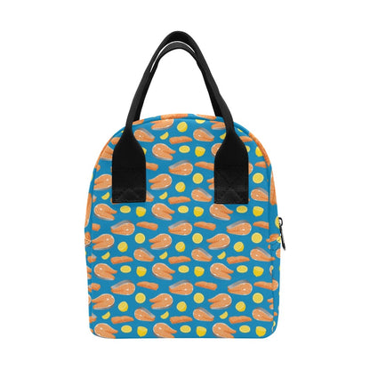 Salmon Steak With Lemon Print Design LKS308 Insulated Lunch Bag