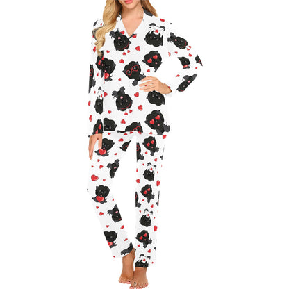 Affenpinscher Pattern Print Design 01 Women's Long Pajama Set