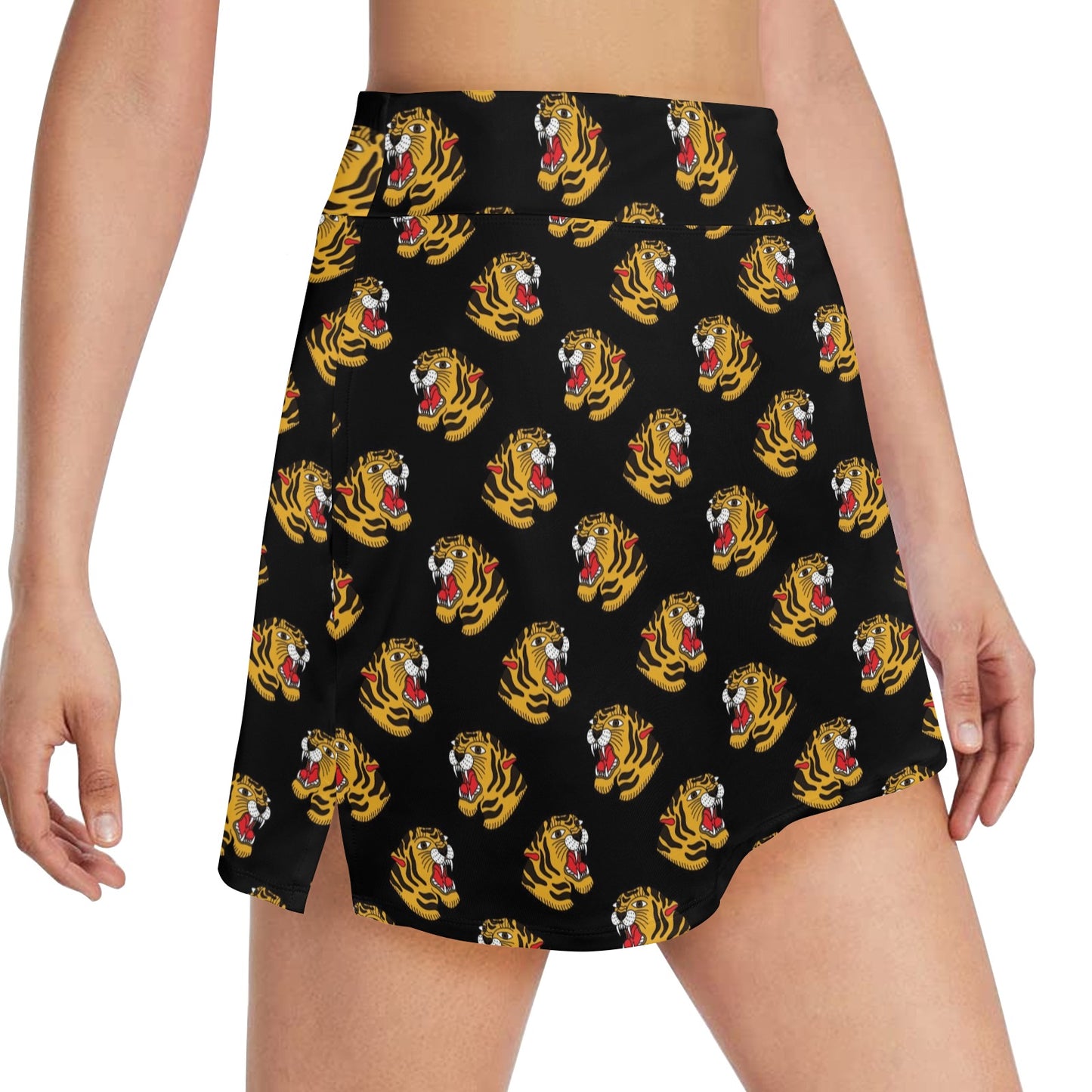 Tiger Head Print Design LKS306 17" Golf & Pickleball Skort with Pockets