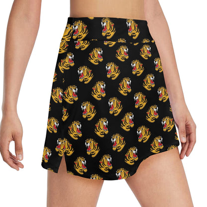 Tiger Head Print Design LKS306 17" Golf & Pickleball Skort with Pockets