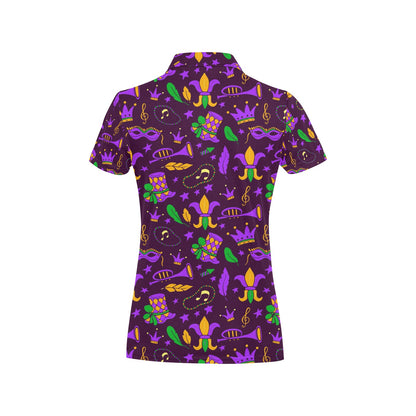 Mardi Gras Pattern Print Design 08 Women's Polo Shirt