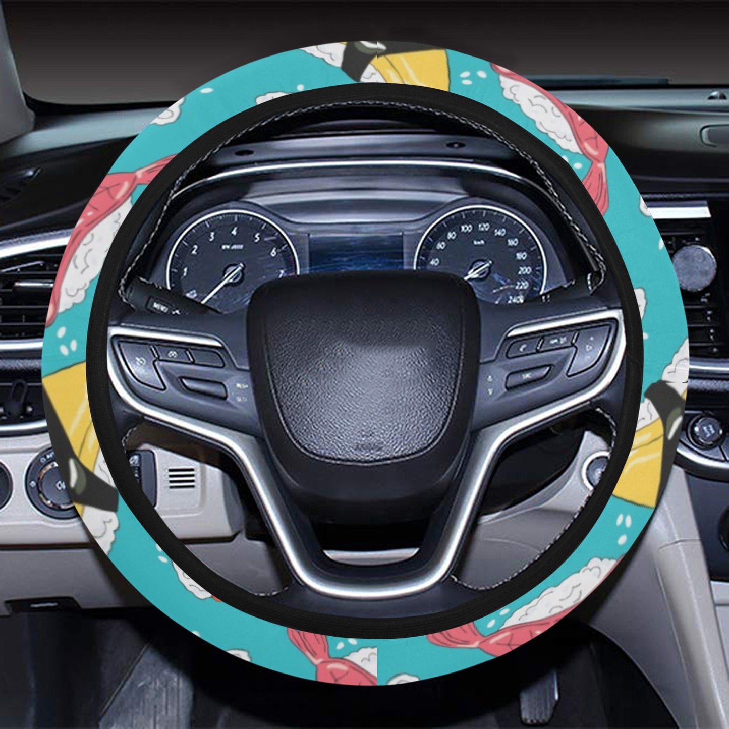 Sushi Print Design LKS305 Steering Wheel Cover with Elastic Edge