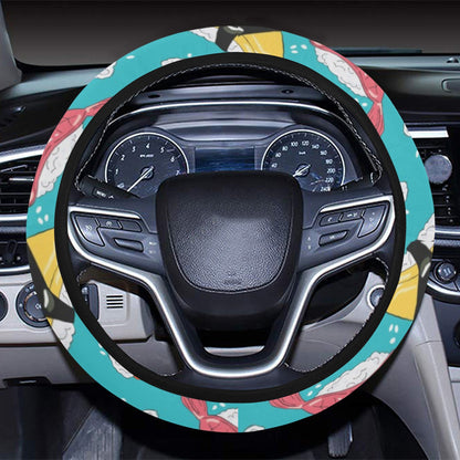 Sushi Print Design LKS305 Steering Wheel Cover with Elastic Edge