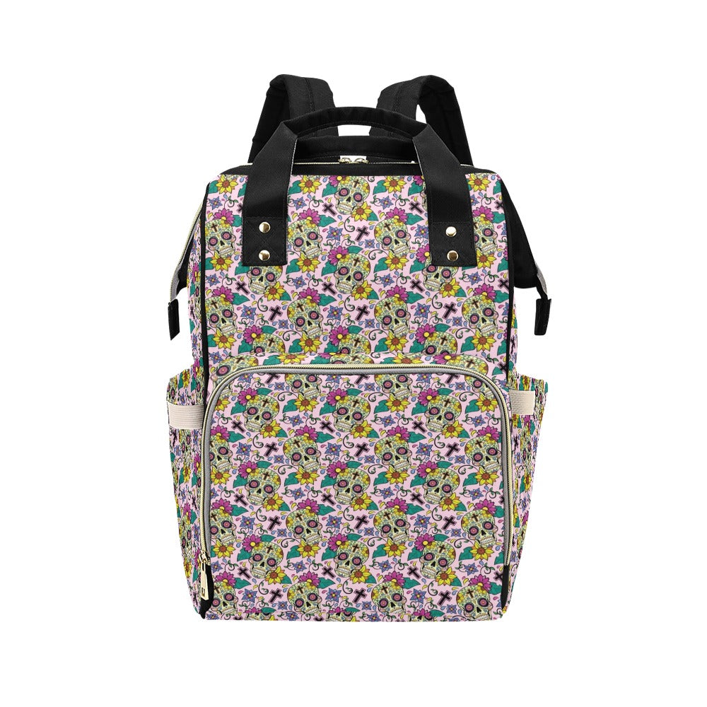 Sugar Skull Print Design LKS307 Diaper Bag Backpack