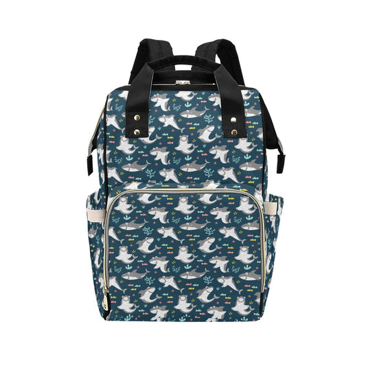 Shark Print Design LKS307 Diaper Bag Backpack