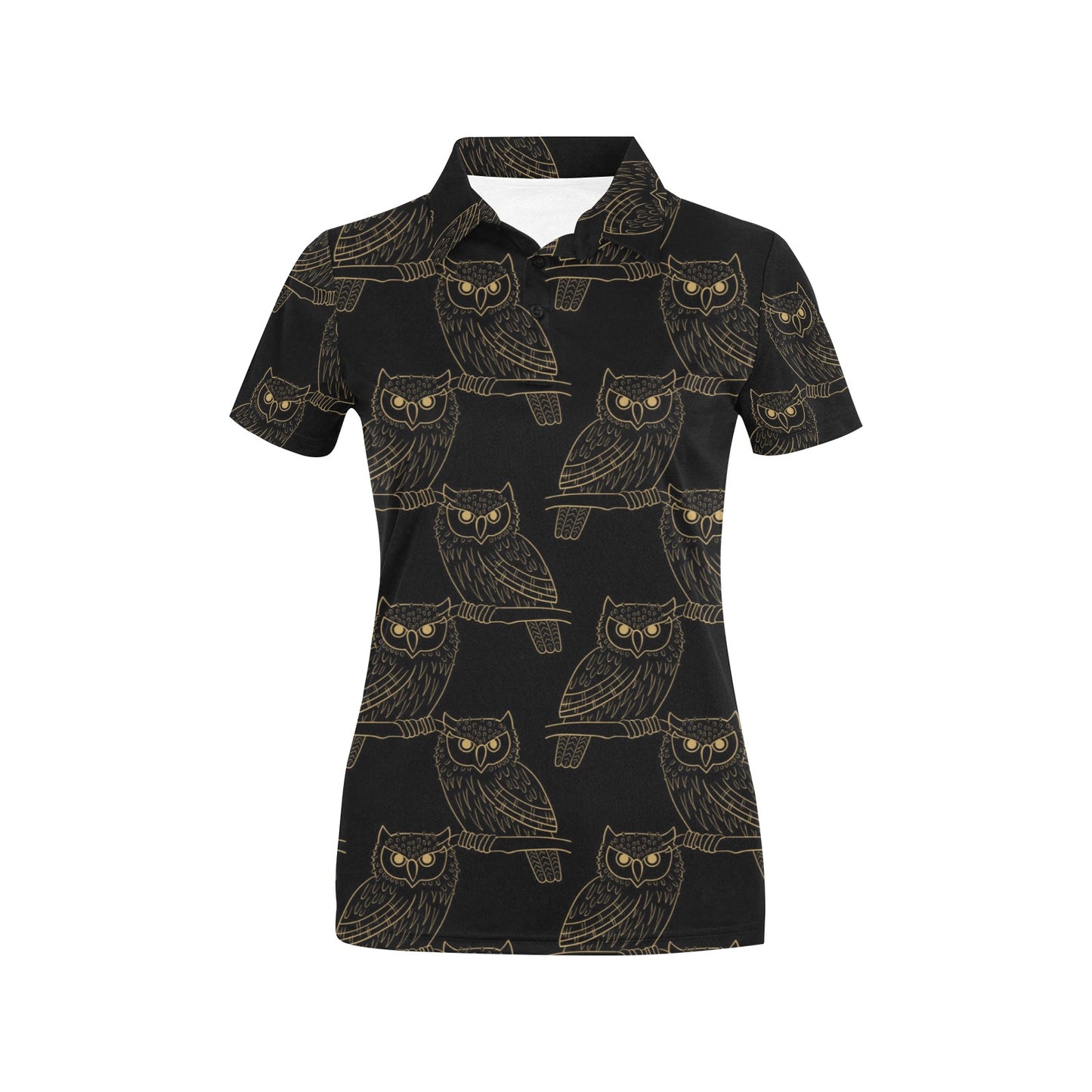 Gold Owl Pattern Women's Polo Shirt