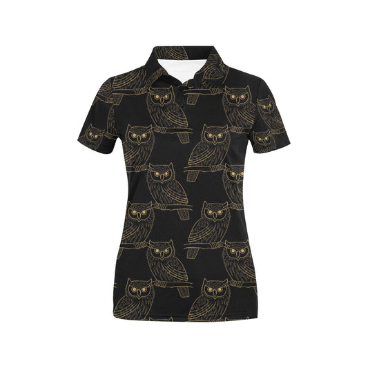 Gold Owl Pattern Women's Polo Shirt