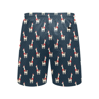 Llama with Polka Dot Themed Print Men's Swim Trunks Beach Shorts