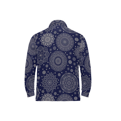 Mandala Pattern Print Design 02 Long Sleeve Polo Shirt For Men's