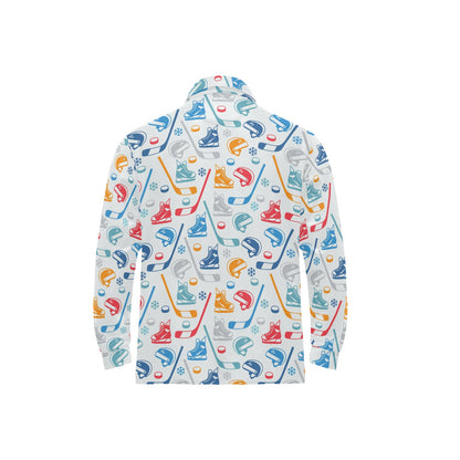Hockey Equipment Print Design LKS301 Long Sleeve Polo Shirt For Men's
