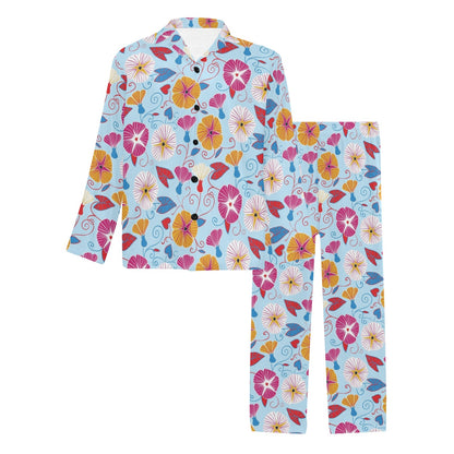 Morning Glory Pattern Print Design MG06 Men's Long Pajama Set