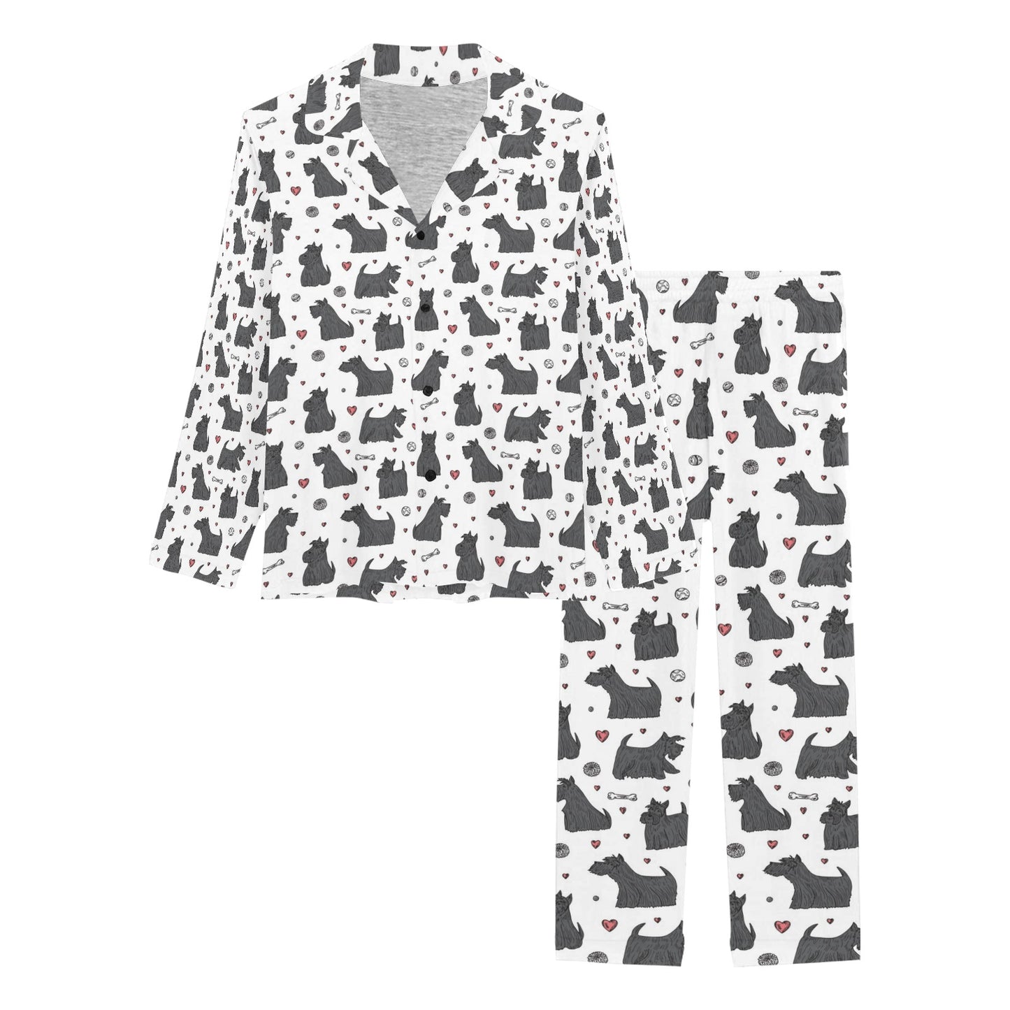 Scottish Terriers Print Design LKS3015 Women's Long Pajama Set