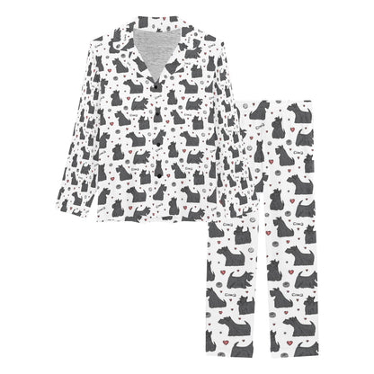 Scottish Terriers Print Design LKS3015 Women's Long Pajama Set