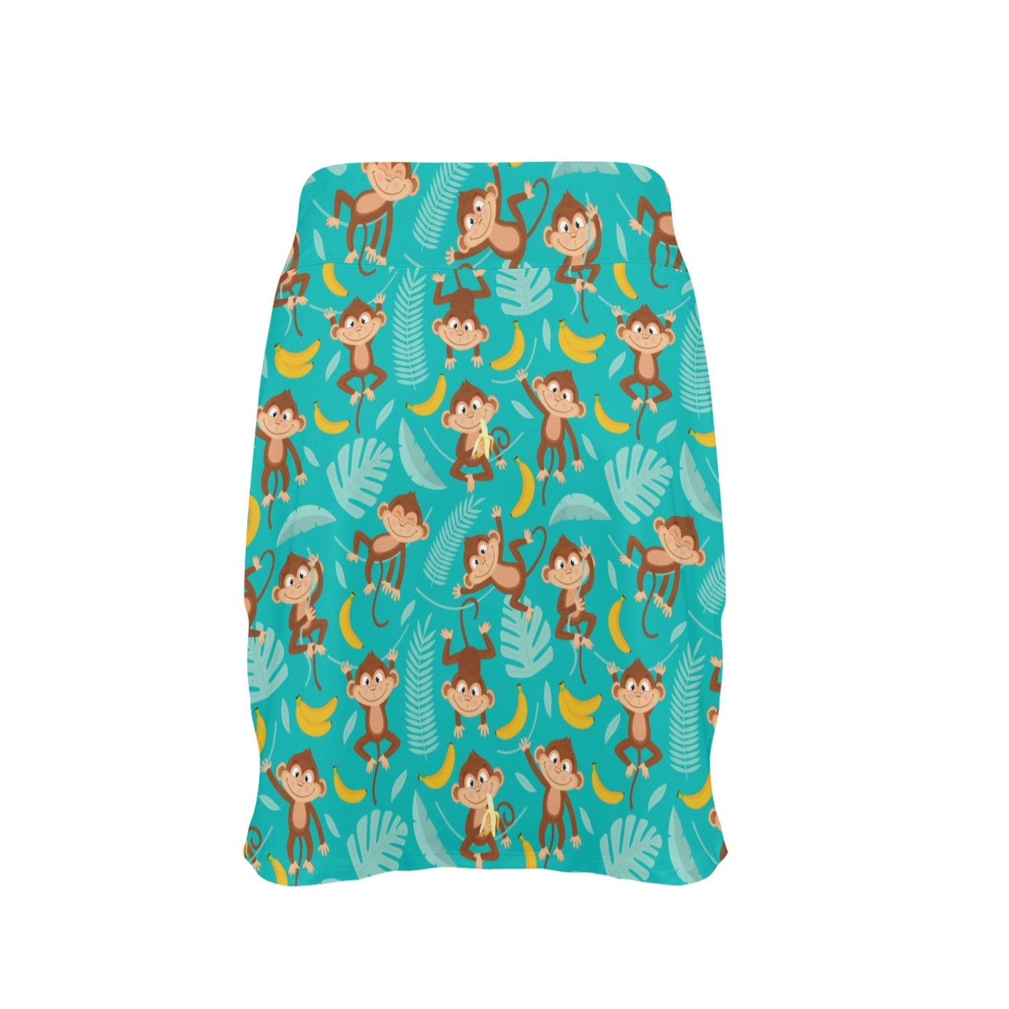 Monkey Happy Design Themed Print 17" Golf & Pickleball Skort with Pockets