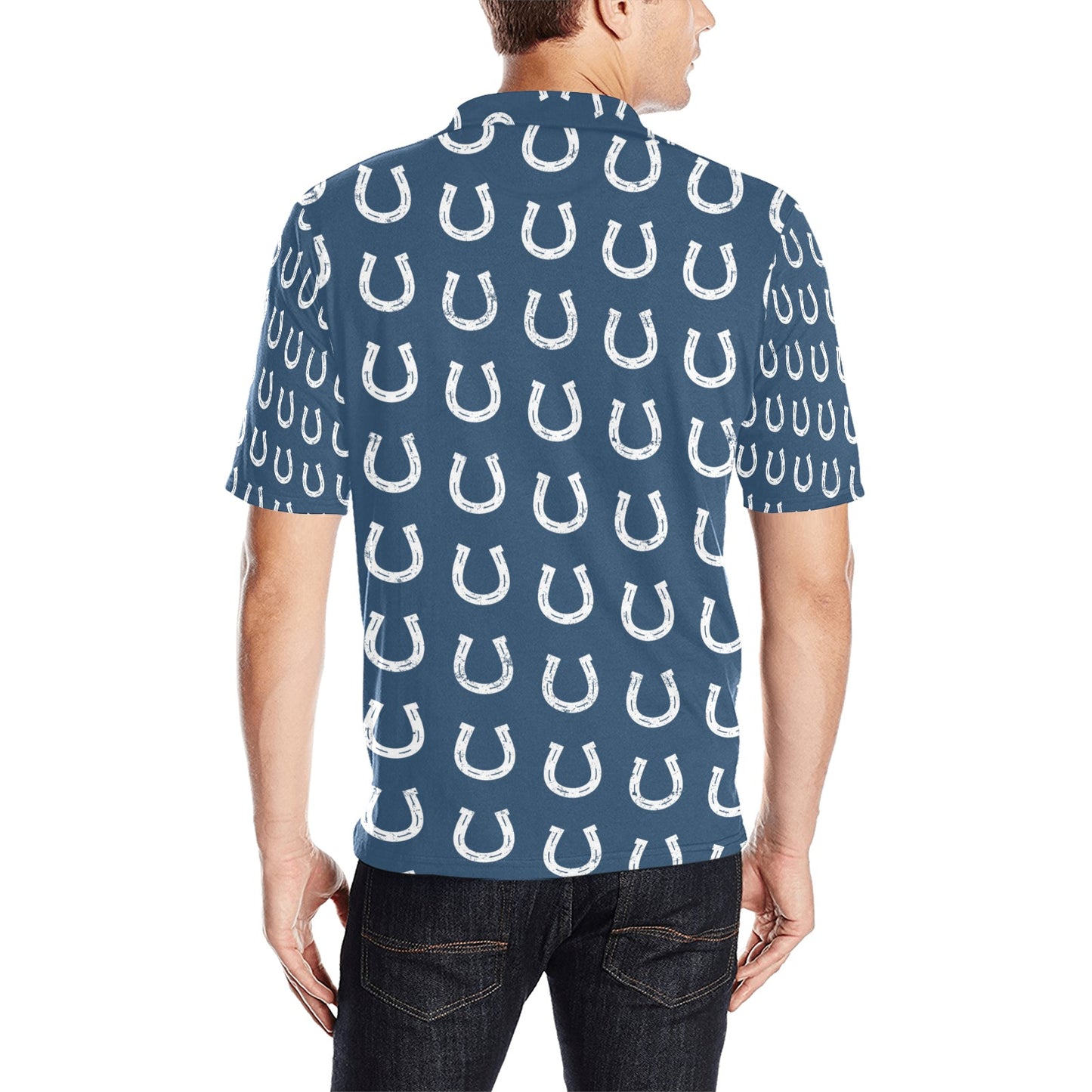 Horseshoe Print Design LKS301 Men Polo Shirt