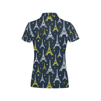 Eiffel Tower Star Print Women's Polo Shirt