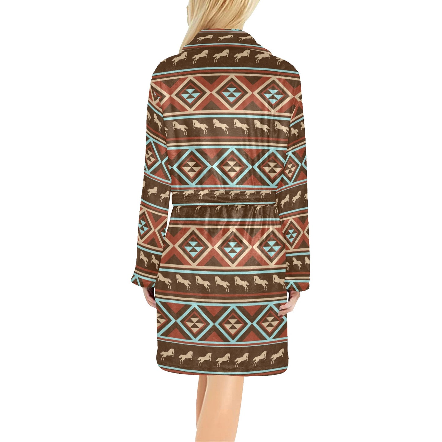 Western Horse Pattern Print LKS301 Women's Fleece Robe