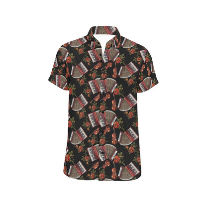 Accordion Print Design LKS403 Men Short Sleeve Button Up Shirt