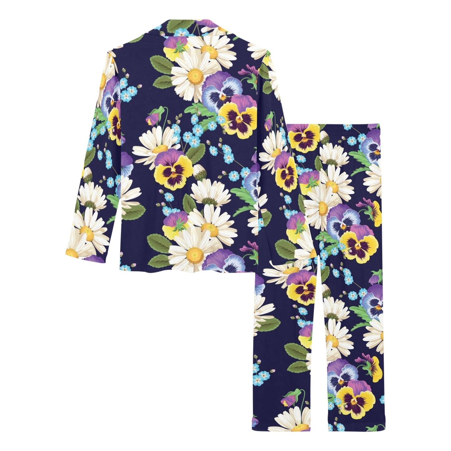 Pansy Pattern Print Design PS03 Women's Long Pajama Set