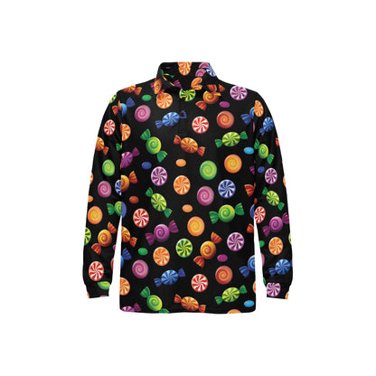 Candy Pattern Print Design 01 Long Sleeve Polo Shirt For Men's
