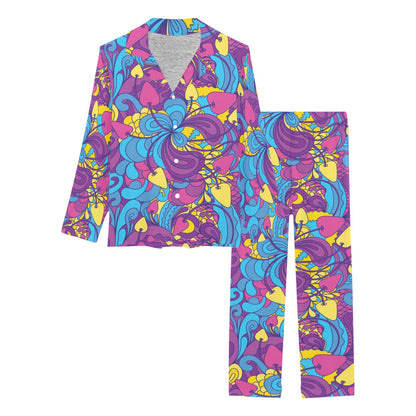 Psychedelic Mushroom Pattern Print Design A03 Women's Long Pajama Set
