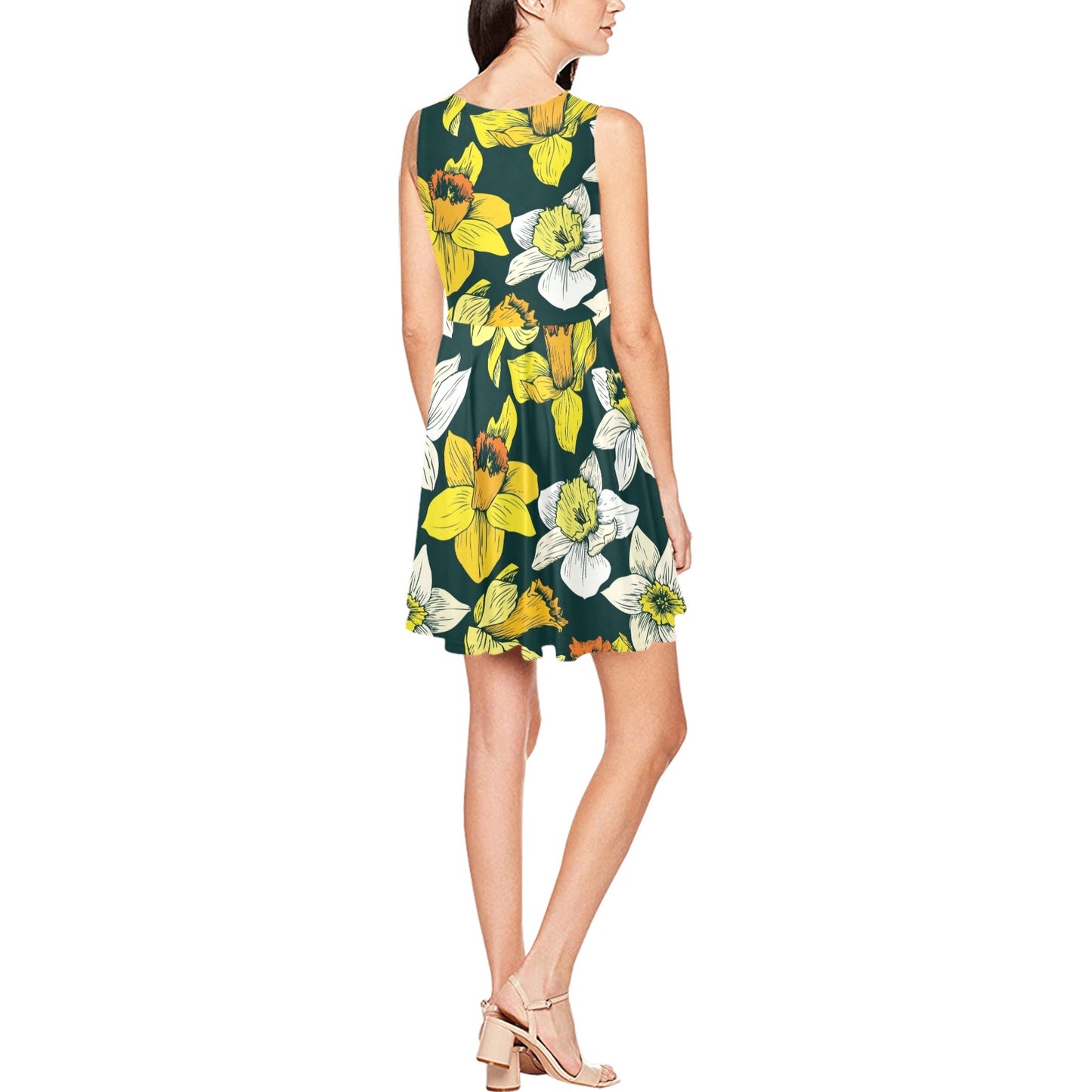 Daffodils Pattern Print Design DF02 Sleeveless Dress