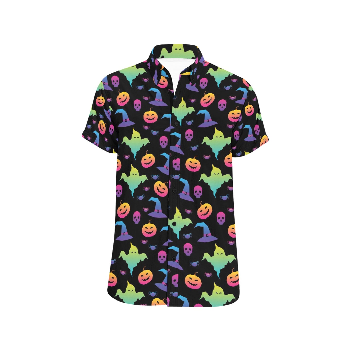 Halloween Print Design LKS404 Men Short Sleeve Button Up Shirt