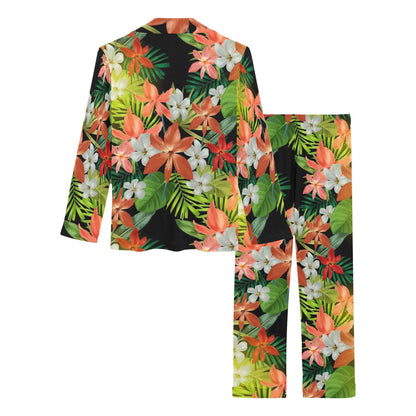 Amaryllis Pattern Print Design AL07 Women's Long Pajama Set
