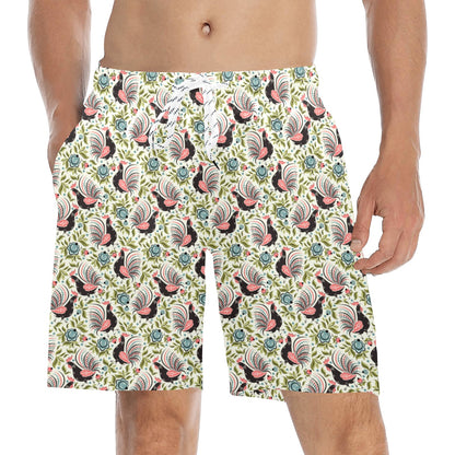 Rooster Print Design Men's Swim Trunks Beach Shorts