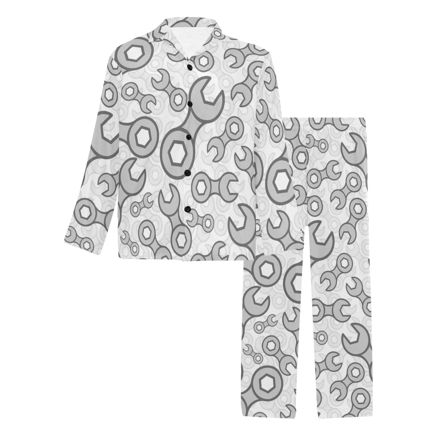 Mechanic Pattern Print Design 05 Men's Long Pajama Set