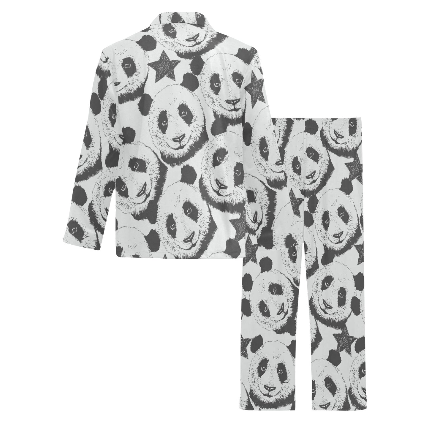 Panda Pattern Print Design A02 Men's Long Pajama Set