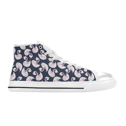 Swan Print Design LKS403 Men's High Top Canvas Shoes