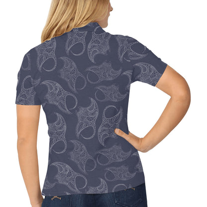 Manta Ray Pattern Print Design 01 Women's Polo Shirt