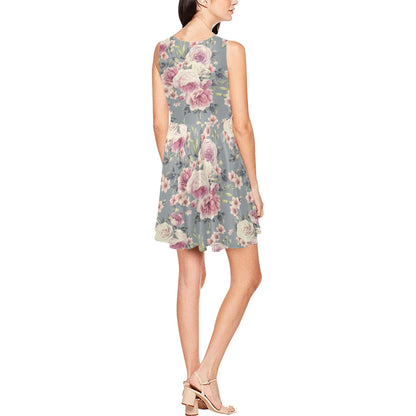 Peony Pattern Print Design PE05 Sleeveless Dress