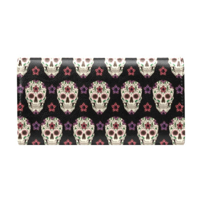 Sugar Skull Print Design LKS304 Women's Trifold Wallet