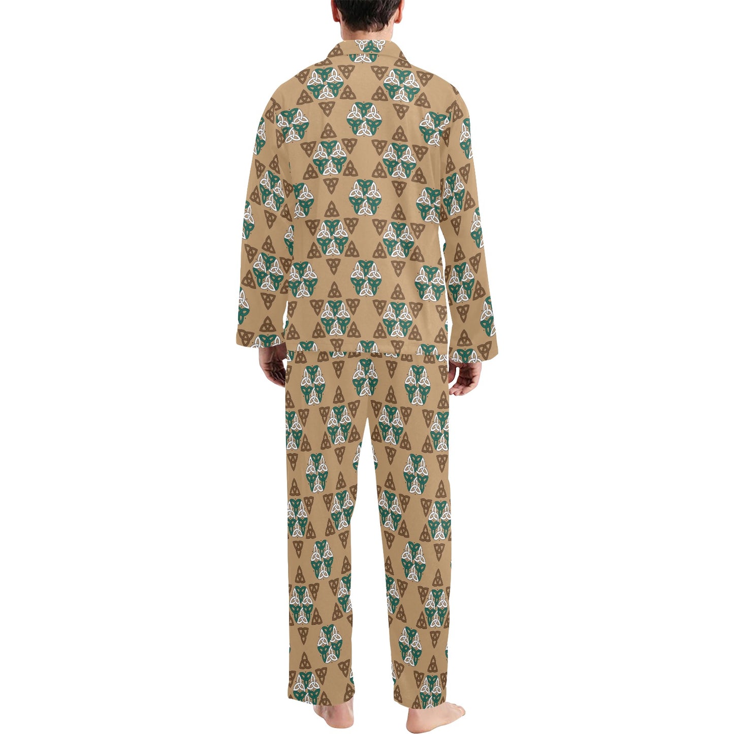 Celtic Pattern Print Design 08 Men's Long Pajama Set
