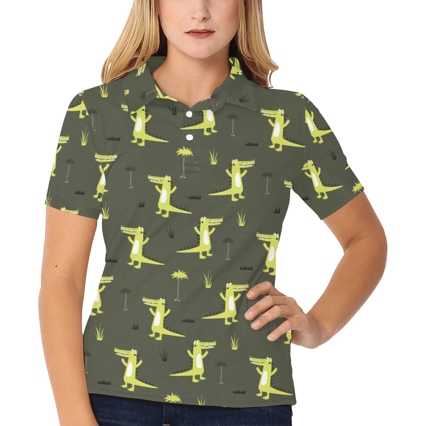 Alligator Pattern Print Design 05 Women's Polo Shirt