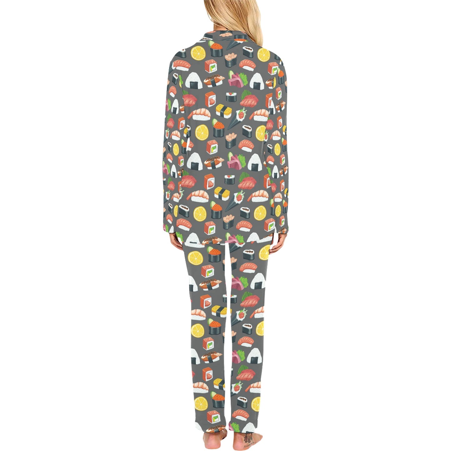 Sushi Print Design LKS302 Women's Long Pajama Set