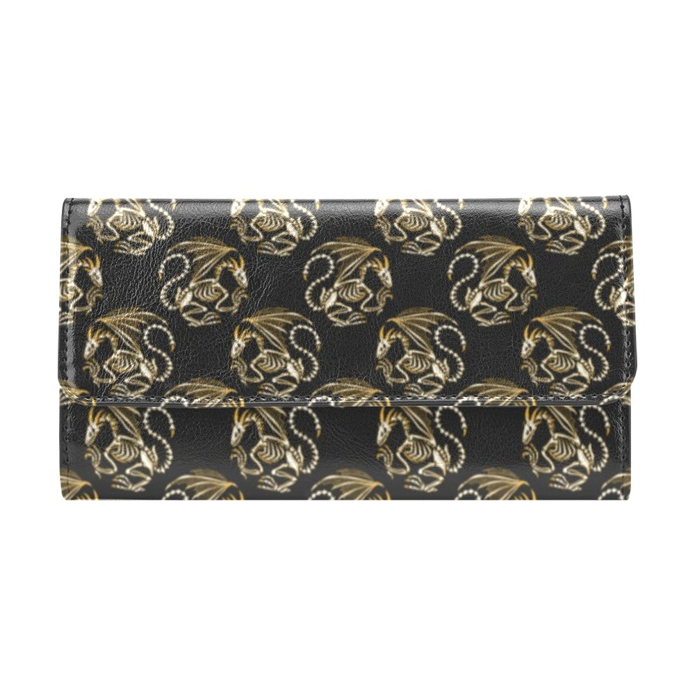 Skeleton Dragon Print Design LKS306 Women's Trifold Wallet