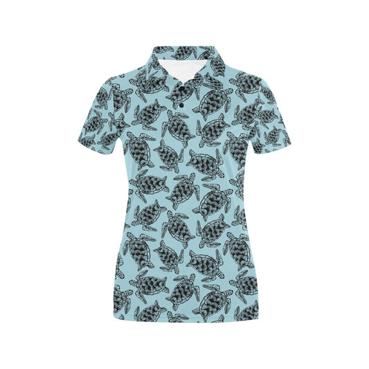 Sea Turtle Print Design LKS3010 Women's Polo Shirt