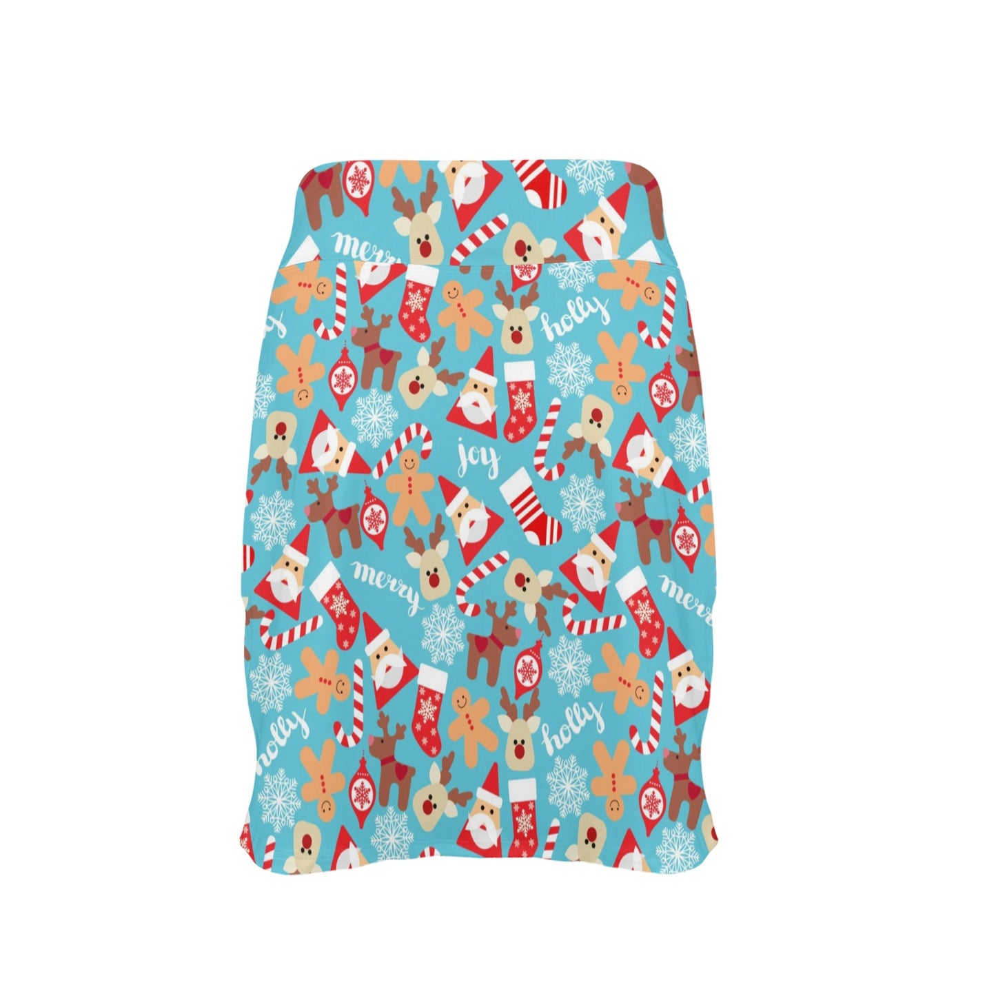 Santa Christmas Themed Print Design LKS306 Women's Golf Skirt with Pocket