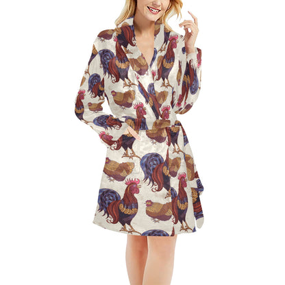 Rooster Pattern Print Design A03 Women's Fleece Robe