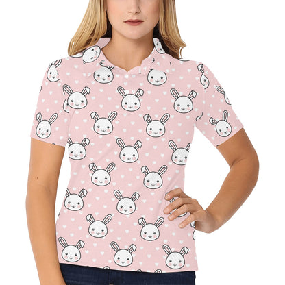 Rabbit Pattern Print Design RB02 Women's Polo Shirt